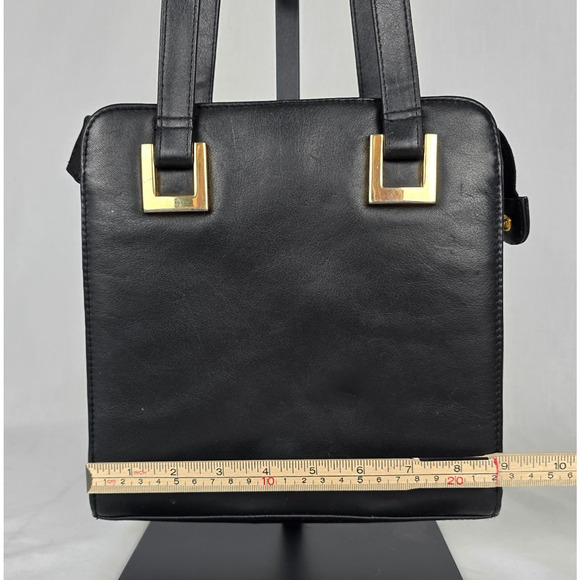 Hillard & Hansen Leather Shoulder Bag Black Card Holder Snap & Zipper Closures - Picture 14 of 16